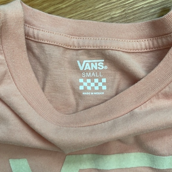 Vans T-Shirt Pink Flocked Logo Letters Short Sleeve Cotton Size Small - Picture 4 of 6